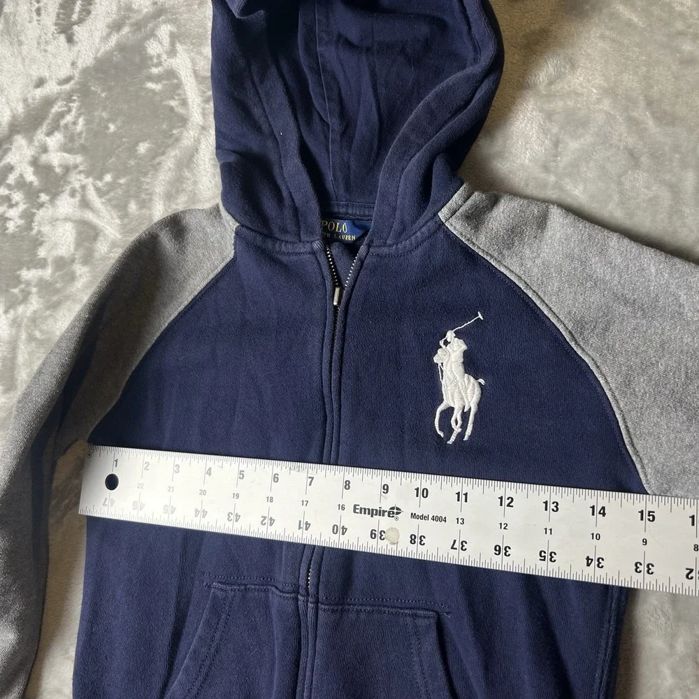 Polo Ralph Lauren Kids Hoodie Size 7 Big Pony Vintage Zip Front Red Preppy